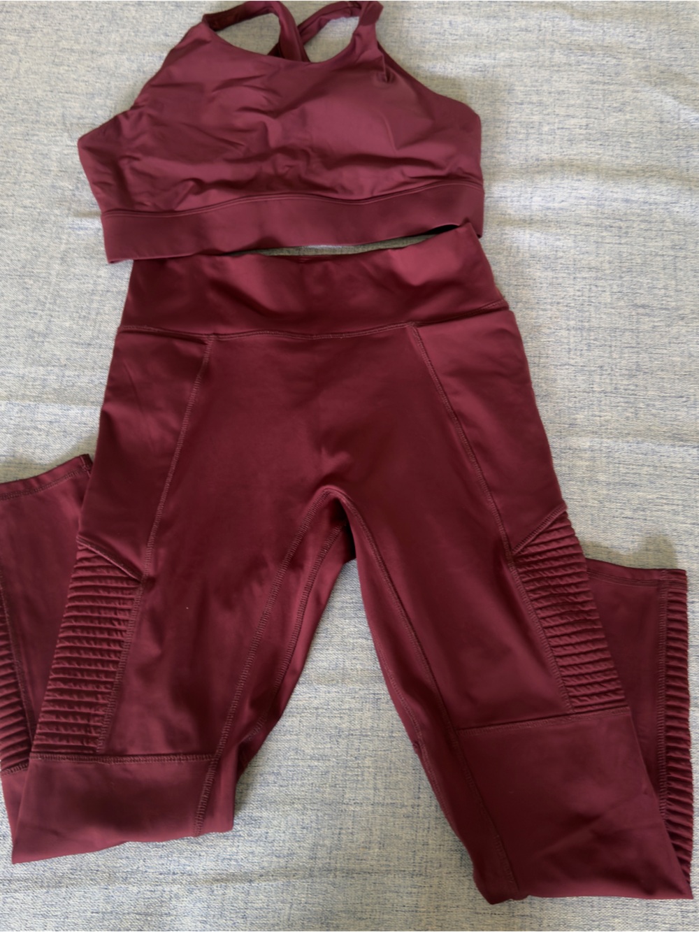 Fabletics Wine Burgundy High-Waist Leggings with Matching Sports Bra